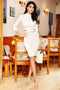 WHITE DRESS LONG SLEEVES, WITH GOLD ACCESSORIES RN 2243