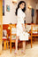 WHITE DRESS LONG SLEEVES, WITH GOLD ACCESSORIES RN 2243
