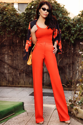 HIGH WAIST CORAL TROUSERS P 972